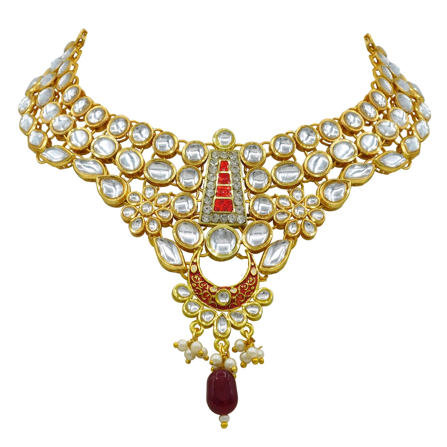Sujwel Gold Kundan Jewellery Set (08-0483)