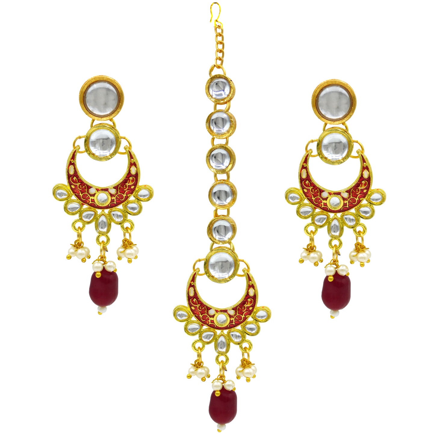 Sujwel Gold Kundan Jewellery Set (08-0483)