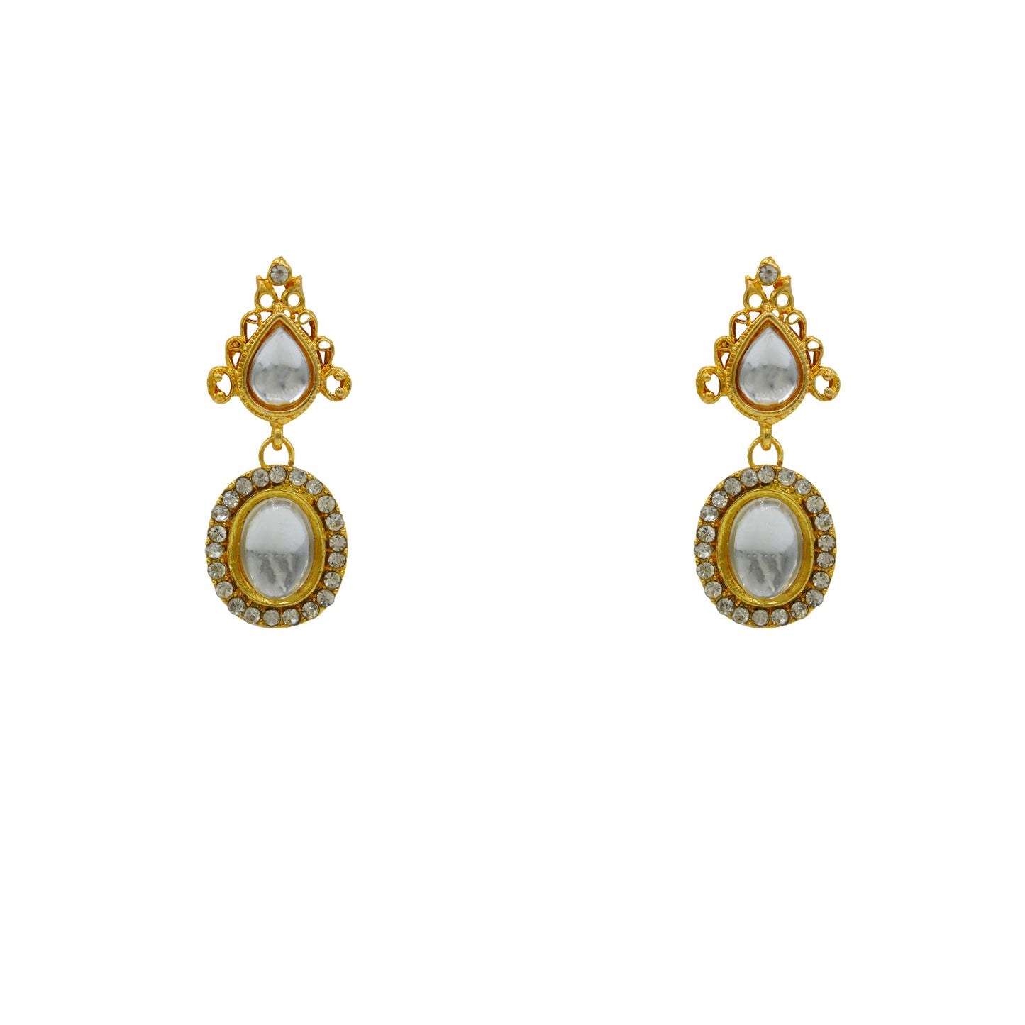 Gold-Plated Kundan Necklace and Earrings (08-0487)
