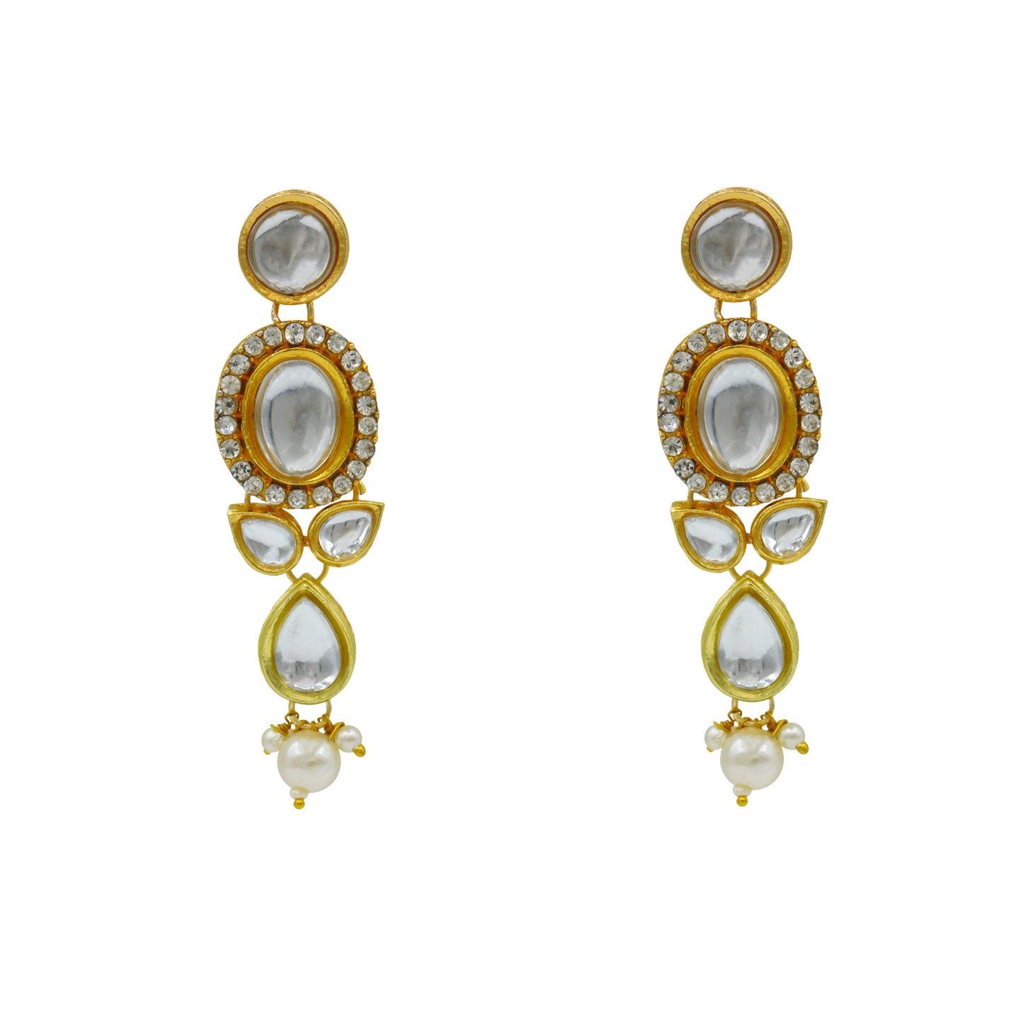 Sujwel Gold Kundan Crystal Jewellery Set (08-0480)