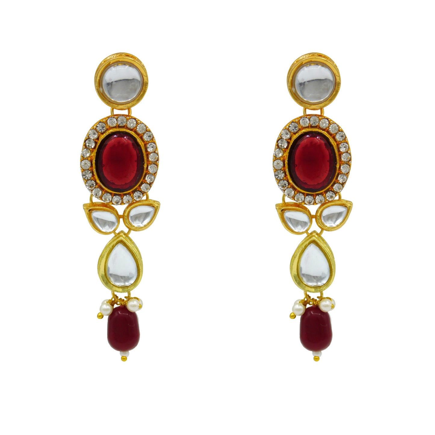 Sujwel Gold Kundan Crystal Jewellery Set (08-0480)