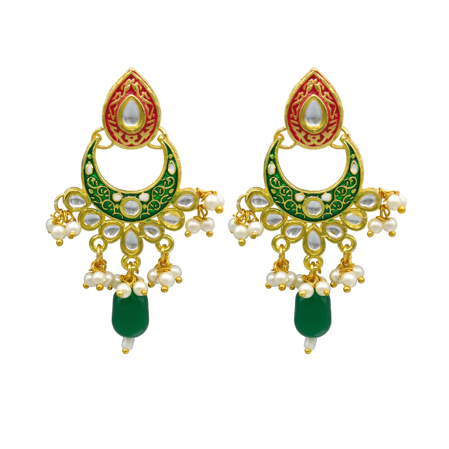 New Sujwel Imitation Hathi Dant Gold Necklace Set (08-0489)