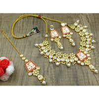 Thumbnail for Sujwel Kundan and Meenakari Necklace Set (08-0464)