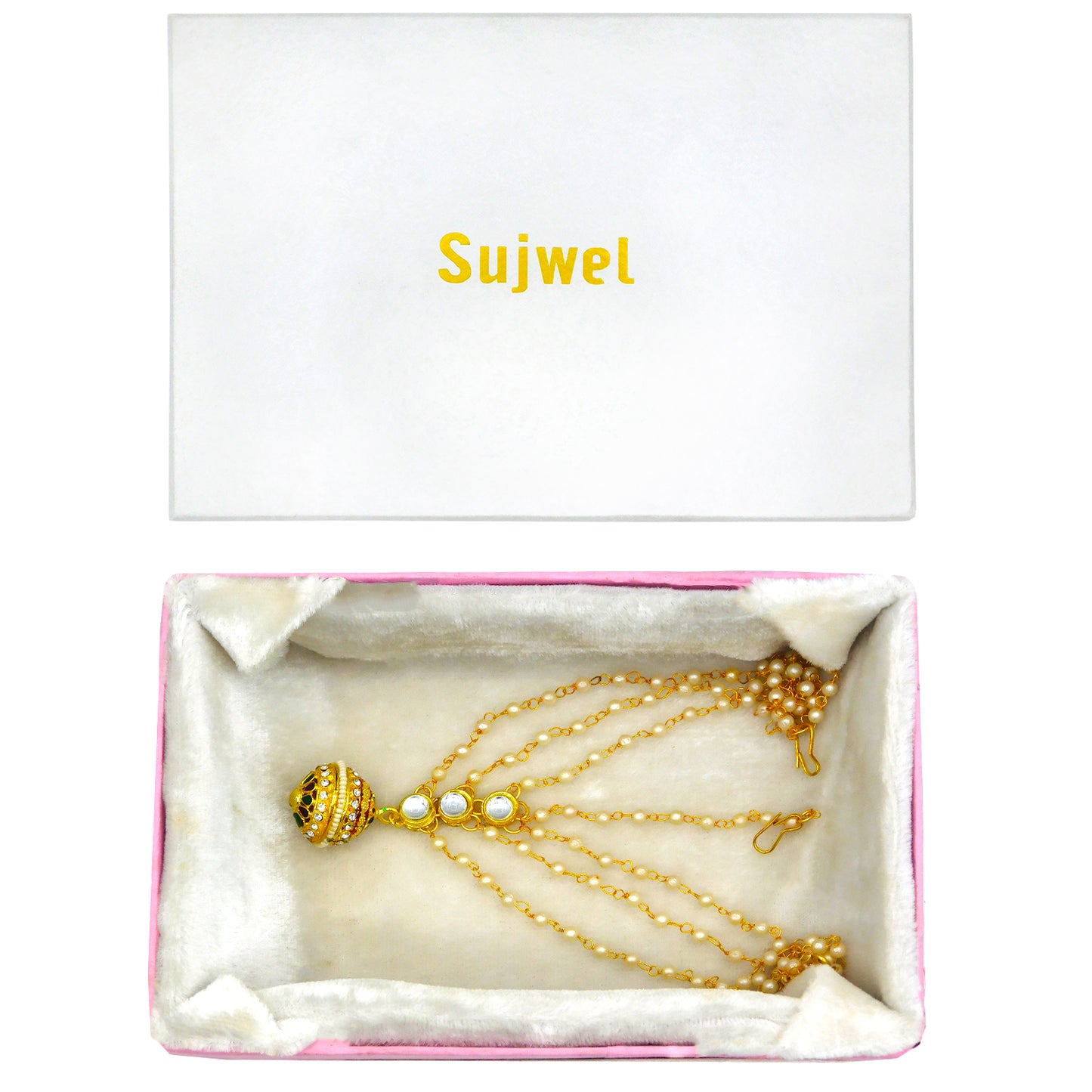 Sujwel Gold Plated Women Traditional Design Maang Tikka (04-0107) - Sujwel