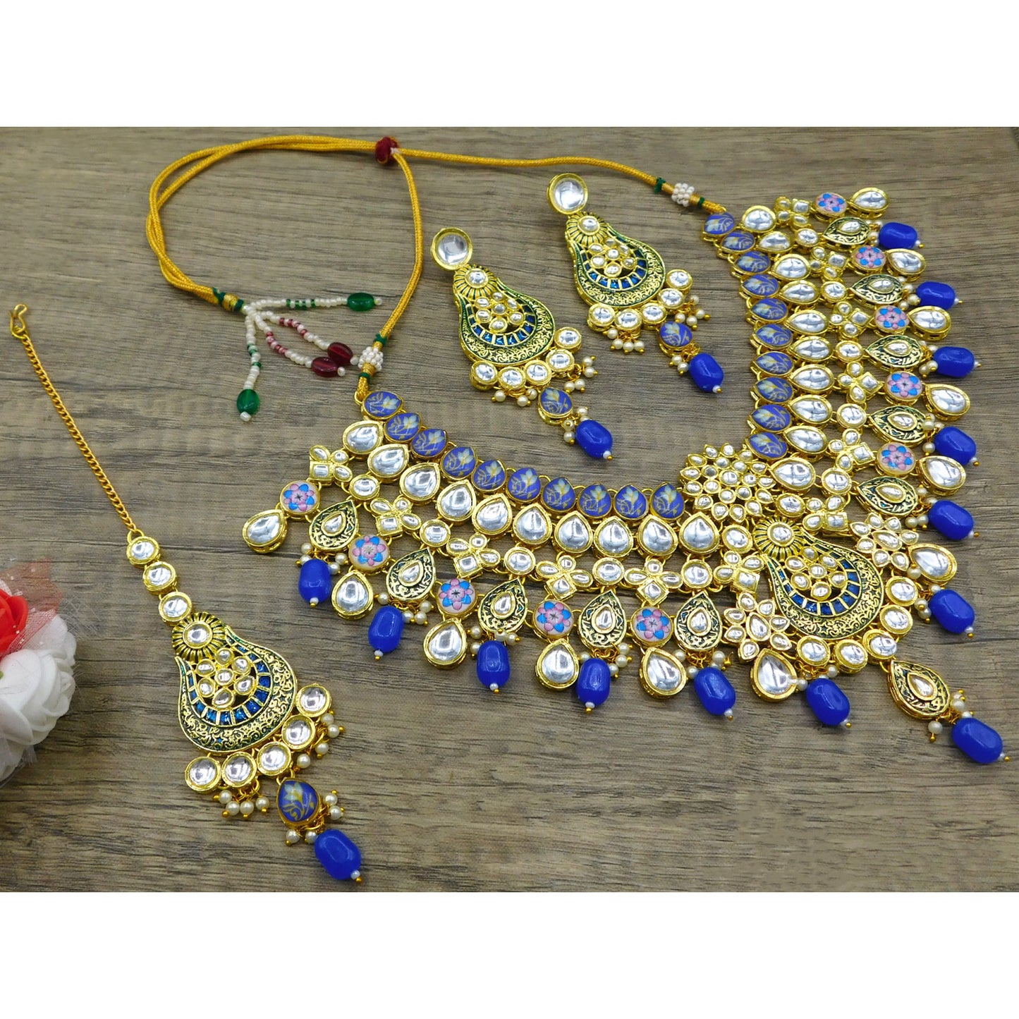 Kundan Floral Necklace Set (08-0458)