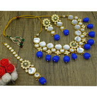Thumbnail for Sujwel Gold Plated Kundan Design Choker Necklace Set (08-0442)