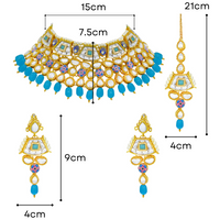 Thumbnail for Sujwel Gold Plated Kundan Design Choker Necklace Set For Women (08-0289) - Sujwel