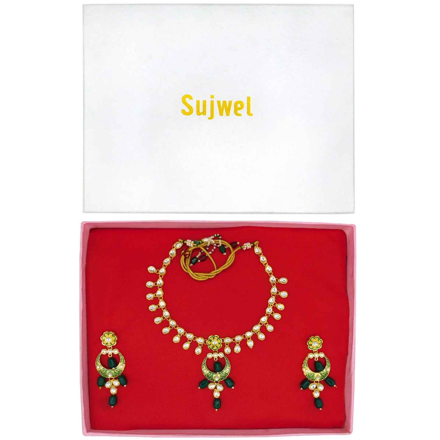 Sujwel Kundan Mina jewellery set (08-0461)