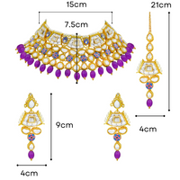 Thumbnail for Sujwel Gold Plated Kundan Design Choker Necklace Set For Women (08-0289) - Sujwel