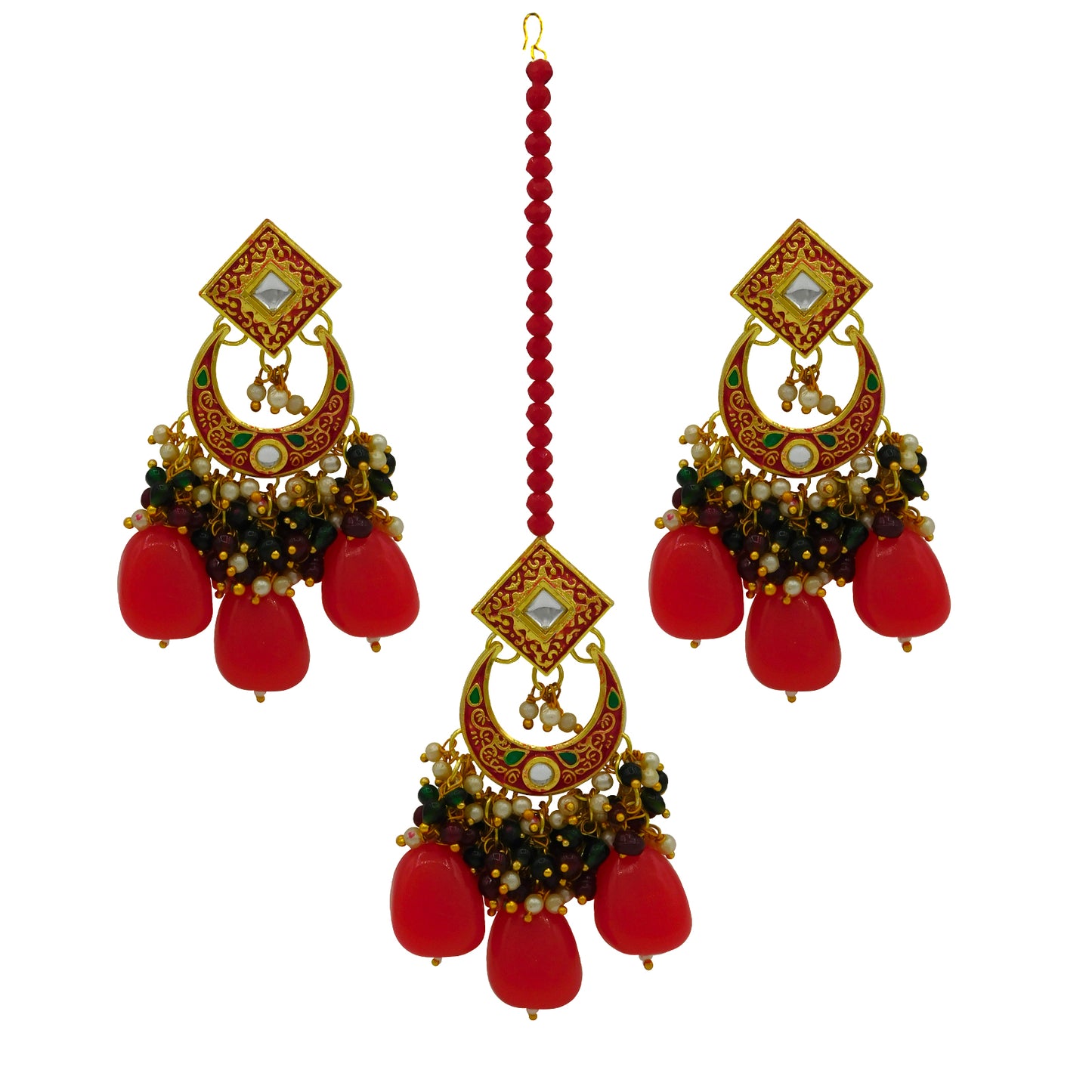 Traditional Gold Plated Crystal Kundan Choker Necklace for Women (08-0443)