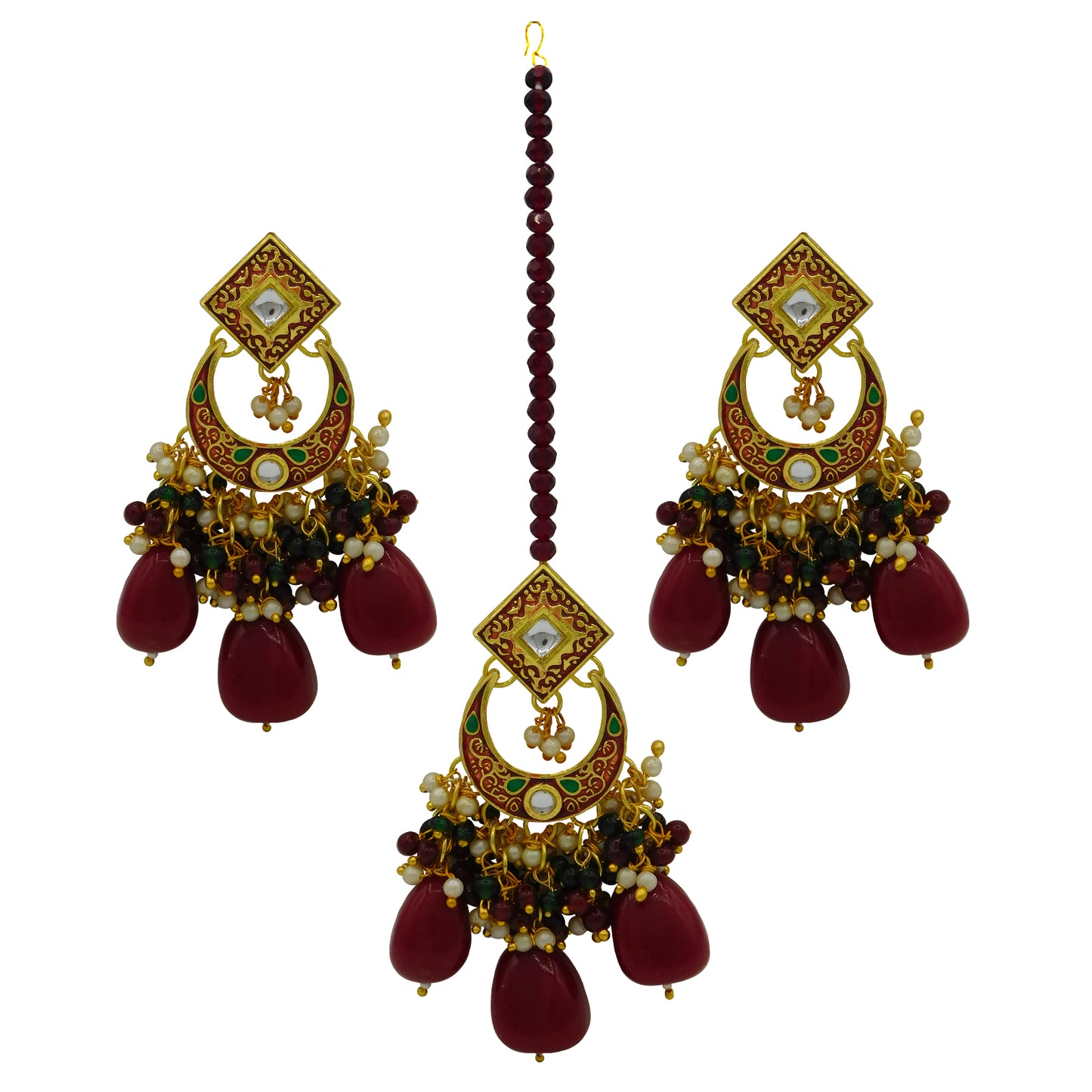 Traditional Gold Plated Crystal Kundan Choker Necklace for Women (08-0443)