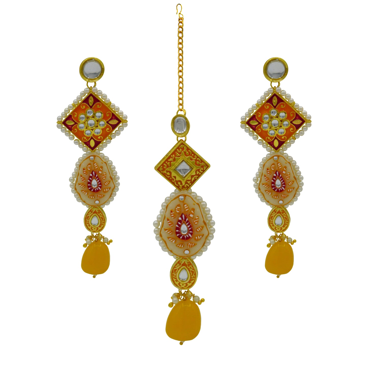 Sujwel Gold Plated Kundan Meenakari Choker Necklace Set for woman (08-0451)