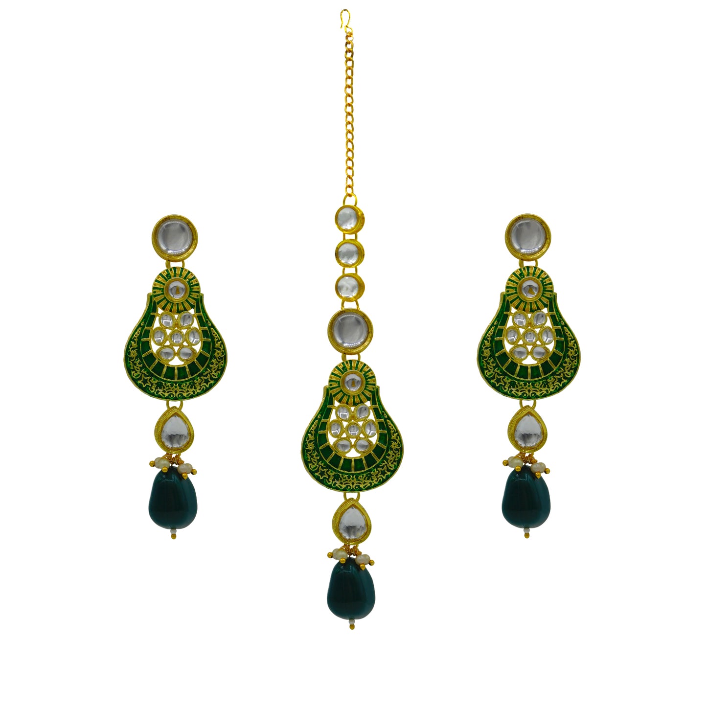 Sujwel Gold Plated Kundan Meenakari Choker Necklace Set (08-0447) - Sujwel