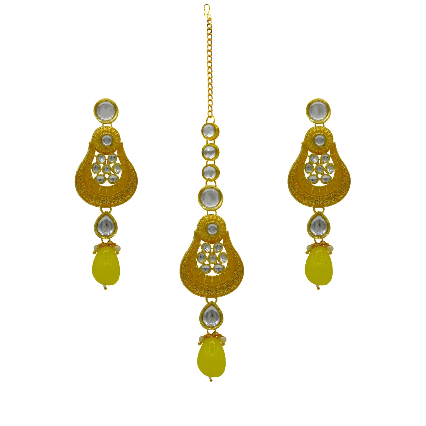 Sujwel Gold Plated Kundan Meenakari Choker Necklace Set (08-0447) - Sujwel
