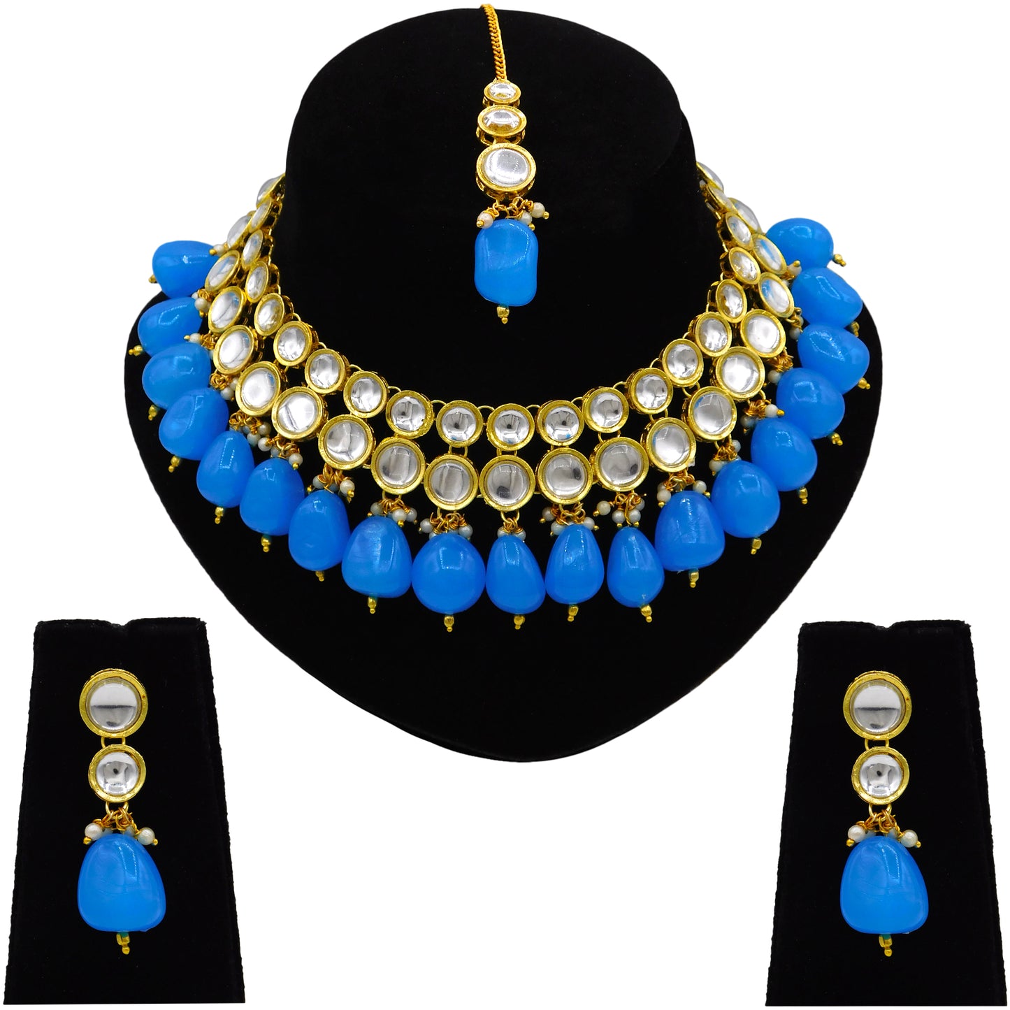 Sujwel Kundan Necklace Set For Woman (08-0465)
