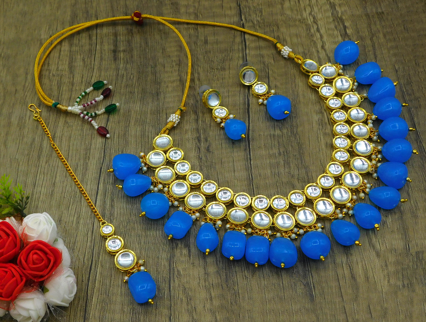 Sujwel Kundan Necklace Set For Woman (08-0465)