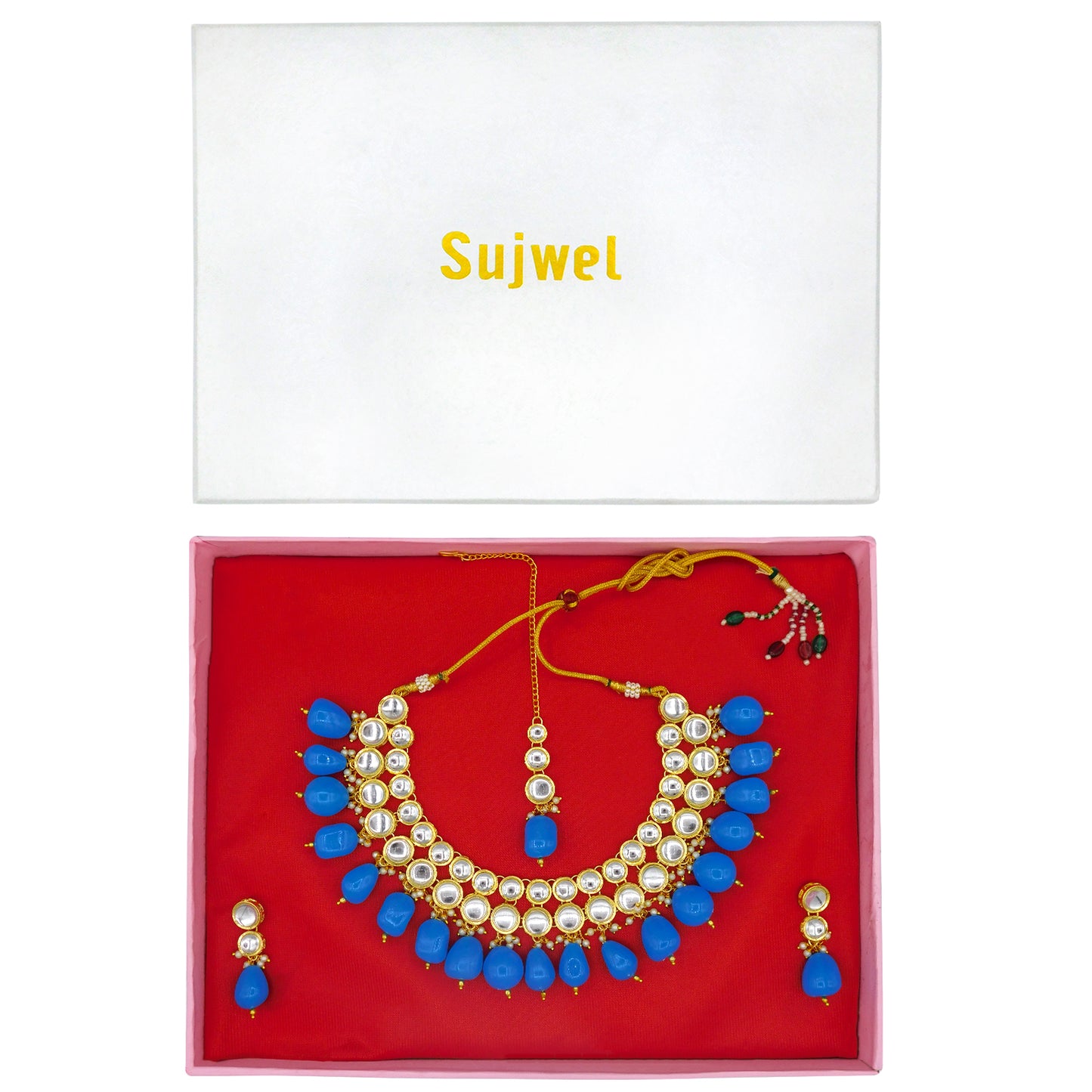 Sujwel Kundan Necklace Set For Woman (08-0465)
