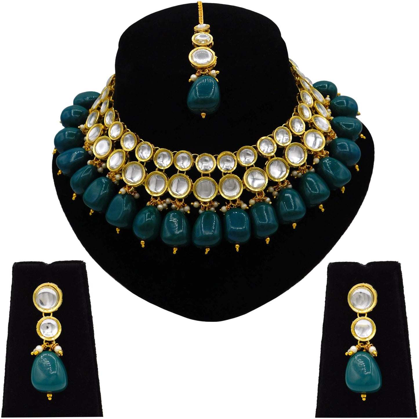 Sujwel Kundan Necklace Set For Woman (08-0465)