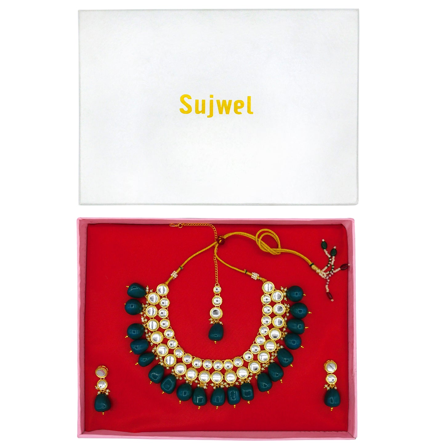 Sujwel Kundan Necklace Set For Woman (08-0465)
