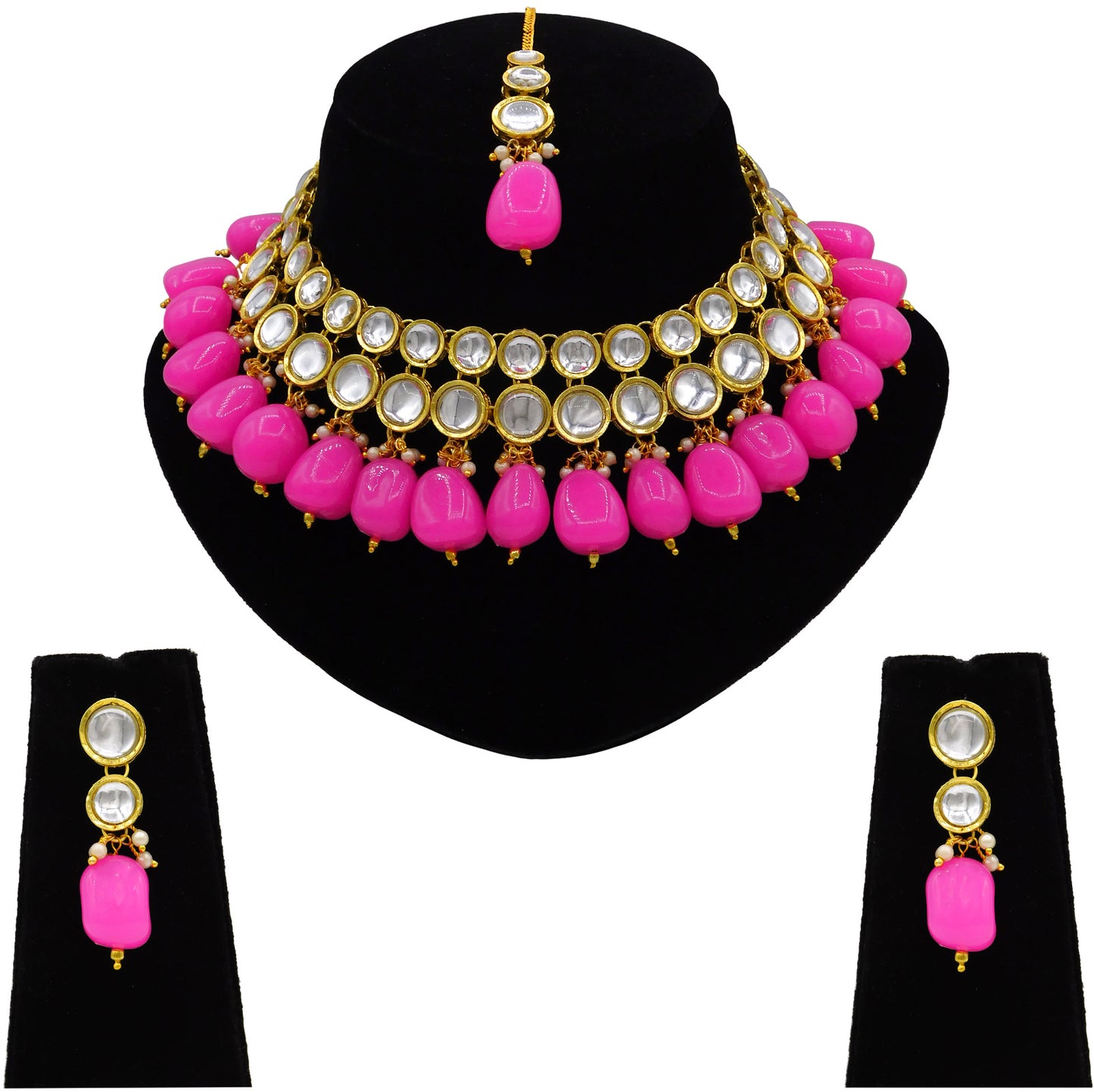 Sujwel Kundan Necklace Set For Woman (08-0465)