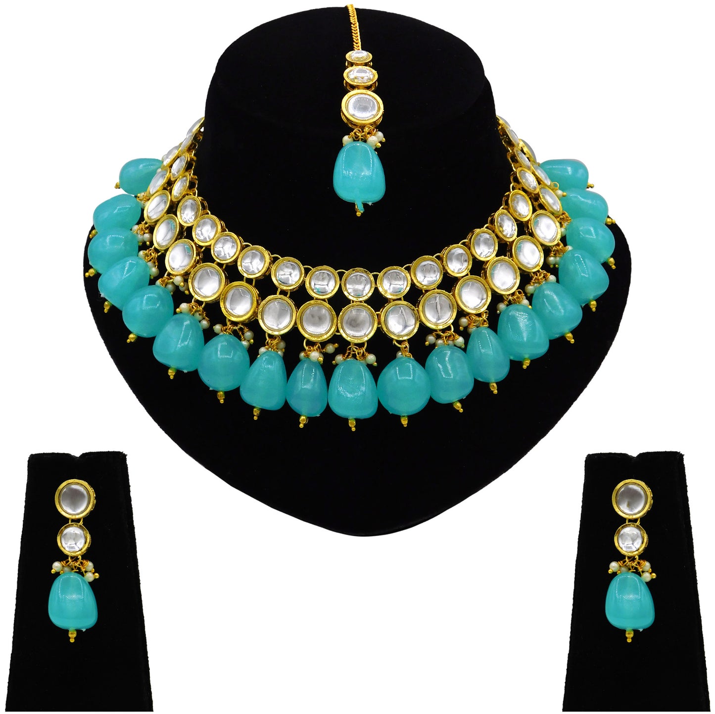 Sujwel Kundan Necklace Set For Woman (08-0465)