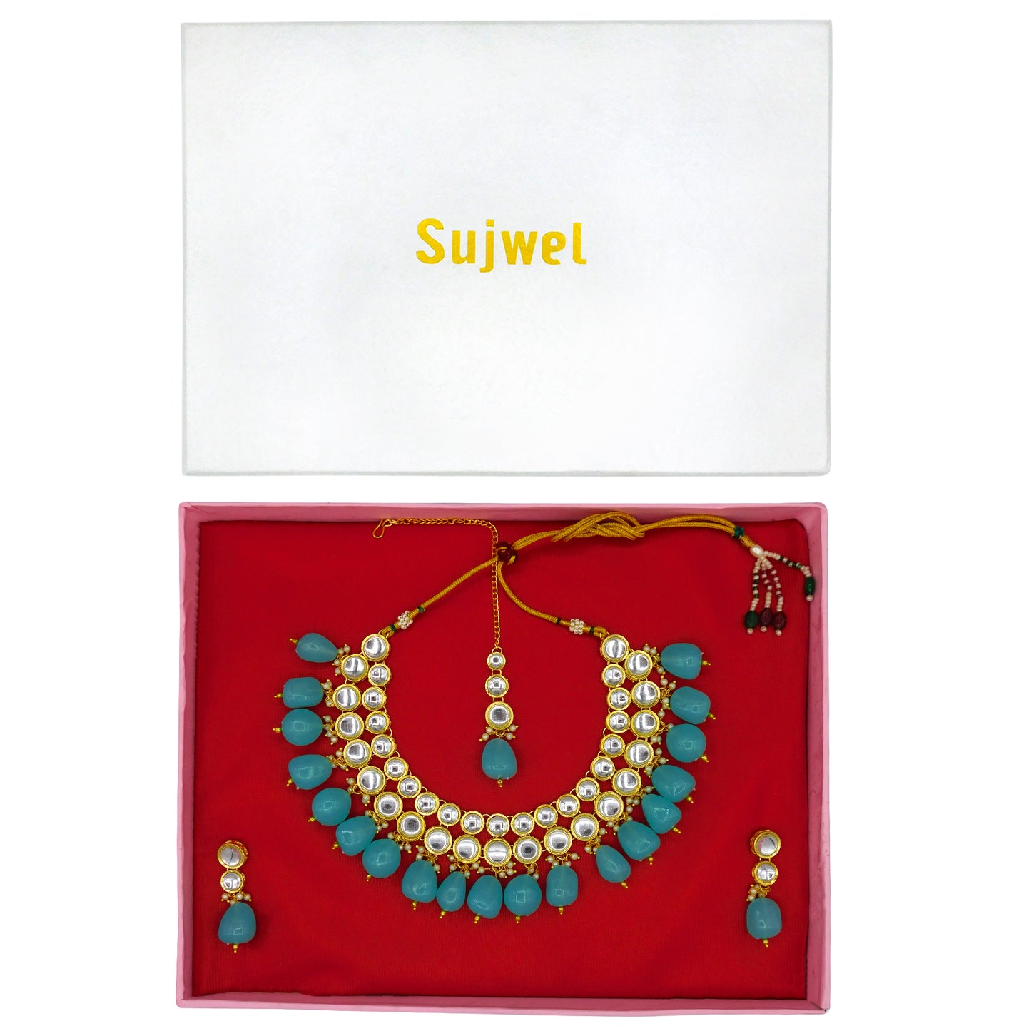 Sujwel Kundan Necklace Set For Woman (08-0465)