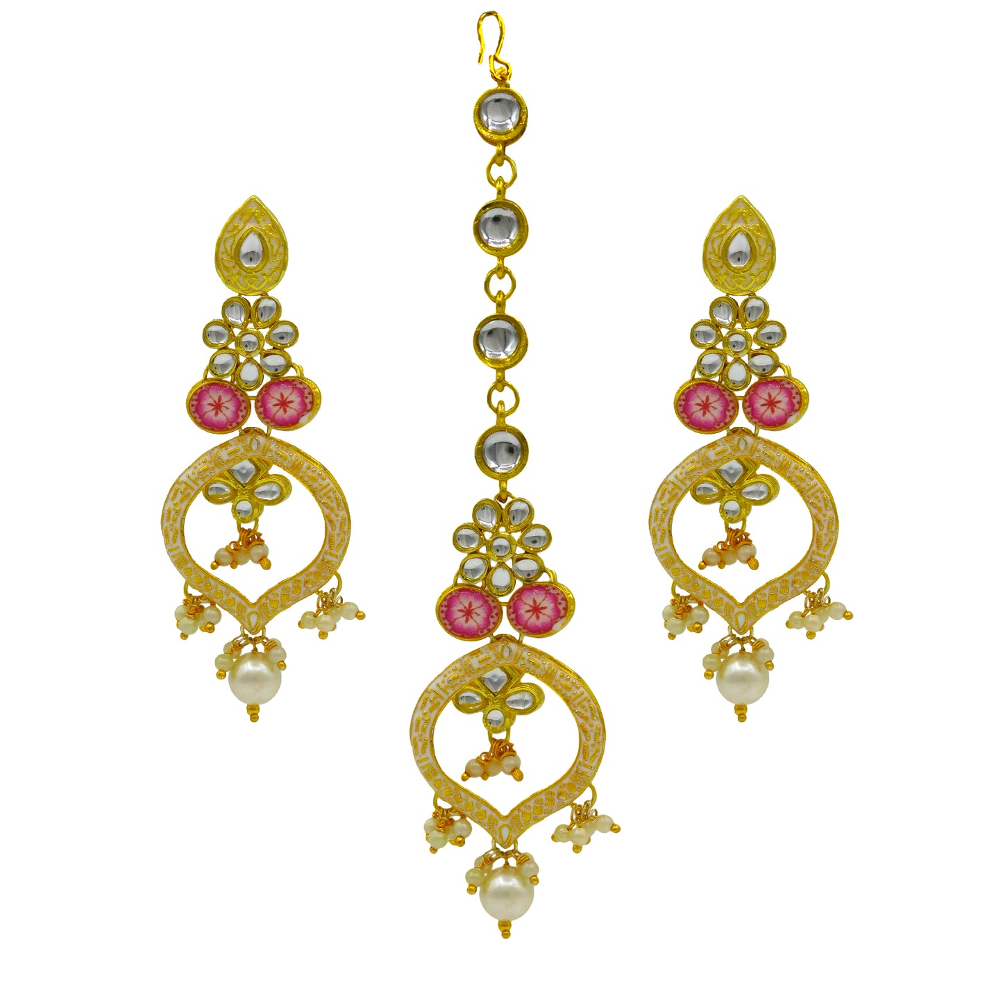 Sujwel Gold Plated Kundan Design Choker Necklace Set For Women (08-0450)