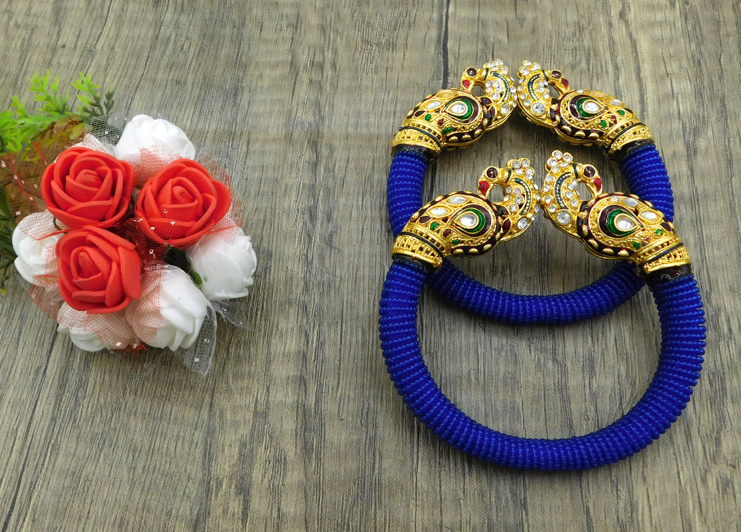 Sujwel Resin, Pearl & Gold-Plated Gold Plated Cubic Zirconia Bangles for Women & Girl's (Pack of 2)