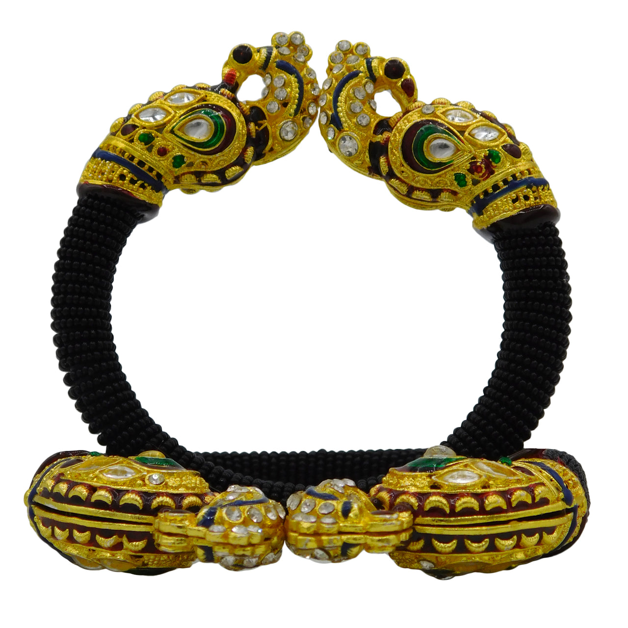 Sujwel Resin, Pearl & Gold-Plated Gold Plated Cubic Zirconia Bangles for Women & Girl's (Pack of 2)