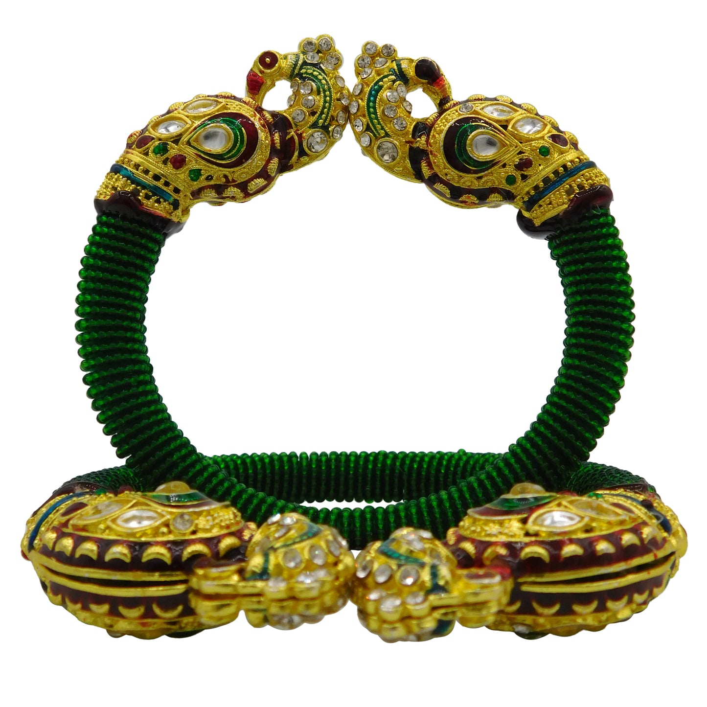 Sujwel Resin, Pearl & Gold-Plated Gold Plated Cubic Zirconia Bangles for Women & Girl's (Pack of 2)