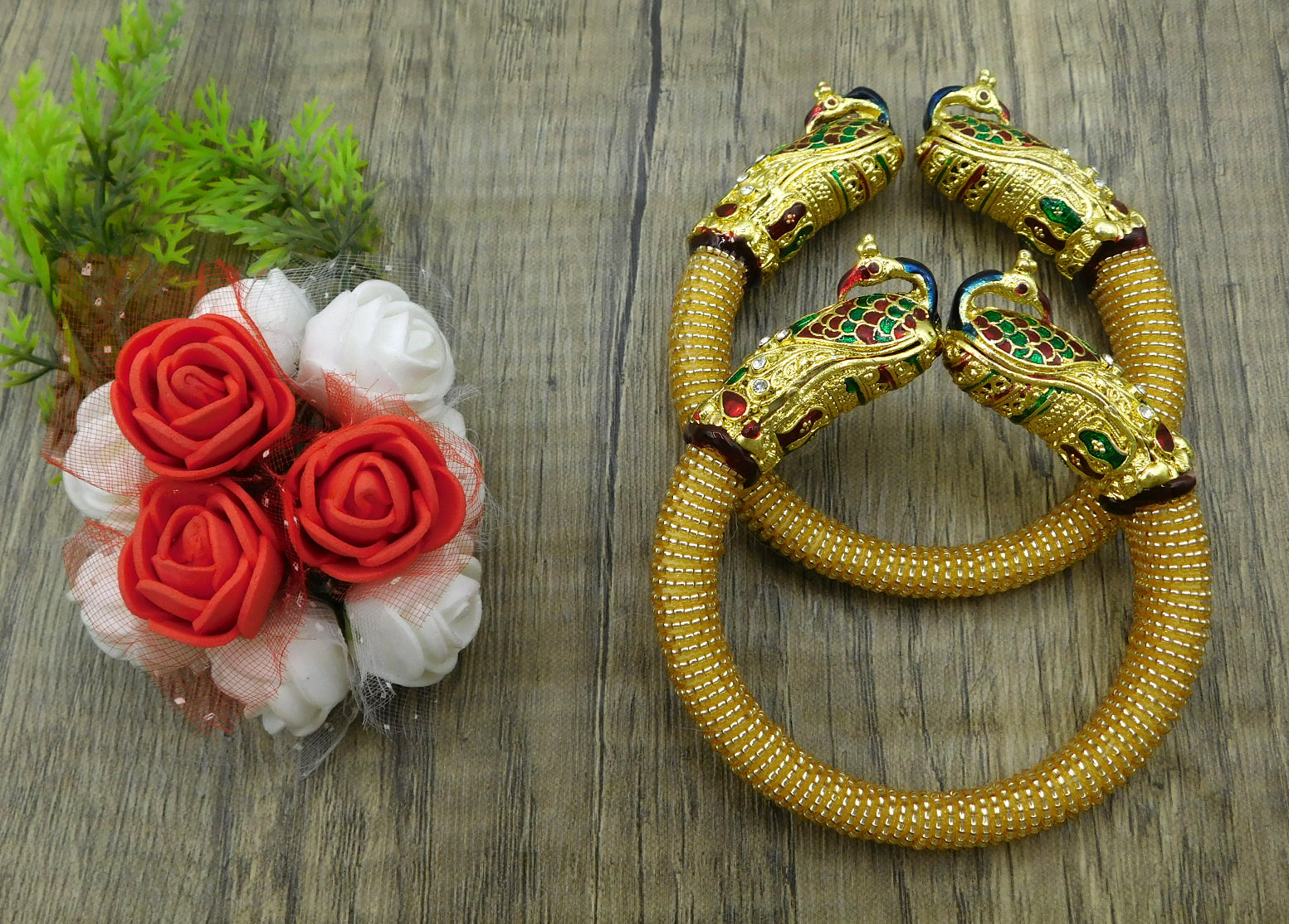 Sujwel Resin Gold Plated Cubic Zirconia Bangles for Women (08-0123) - Sujwel