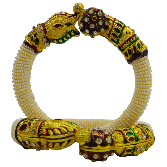 Sujwel Resin Gold Plated Cubic Zirconia Bangles for Women (10-128)