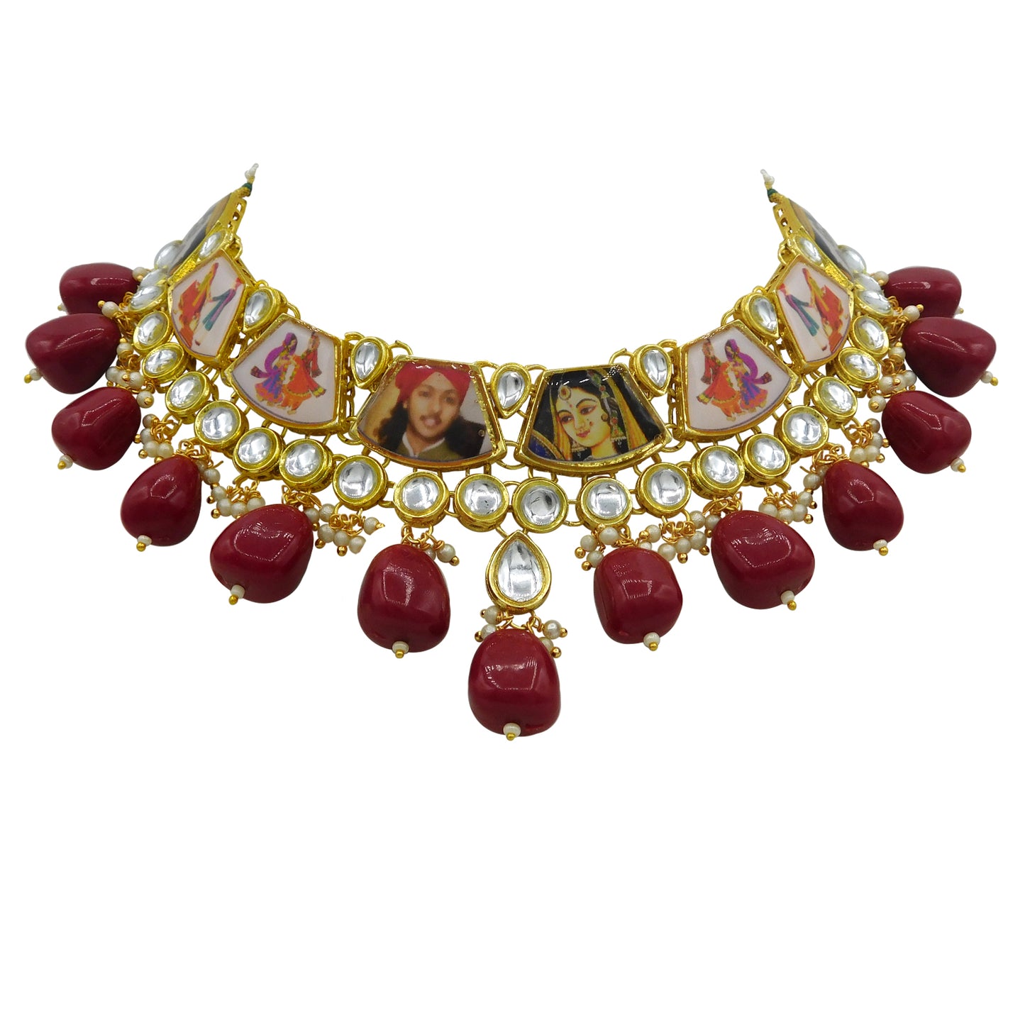 Personalized Sujwel Kundan Necklace Set (SUJP02) - Sujwel