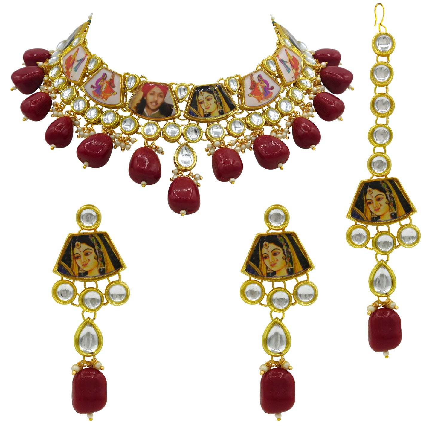 Personalized Sujwel Kundan Necklace Set (SUJP02) - Sujwel