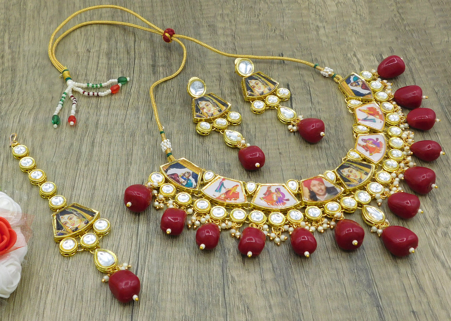 Personalized Sujwel Kundan Necklace Set (SUJP02) - Sujwel