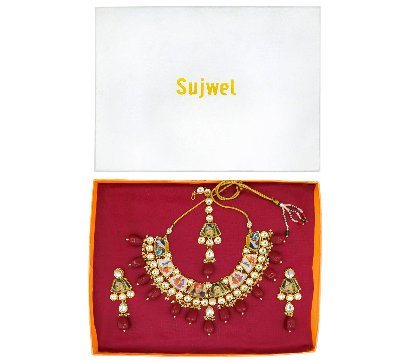 Personalized Sujwel Kundan Necklace Set (SUJP02) - Sujwel