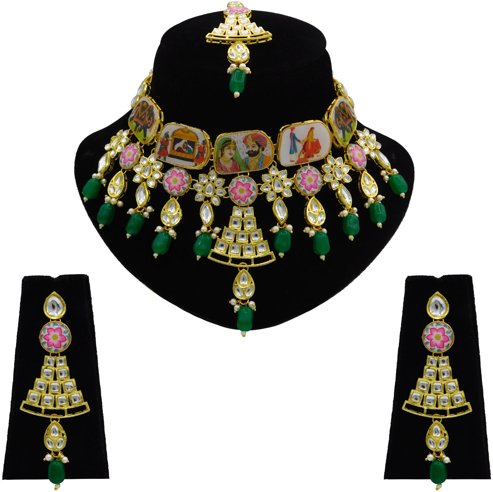 Personalized Sujwel Kundan Choker Necklace Set (SUJP01) - Sujwel