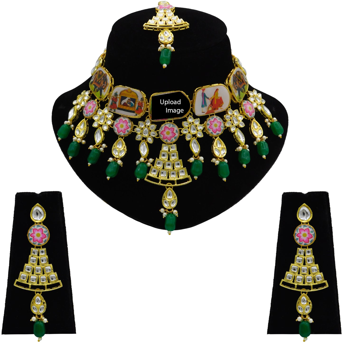 Personalized Sujwel Kundan Choker Necklace Set (SUJP01) - Sujwel
