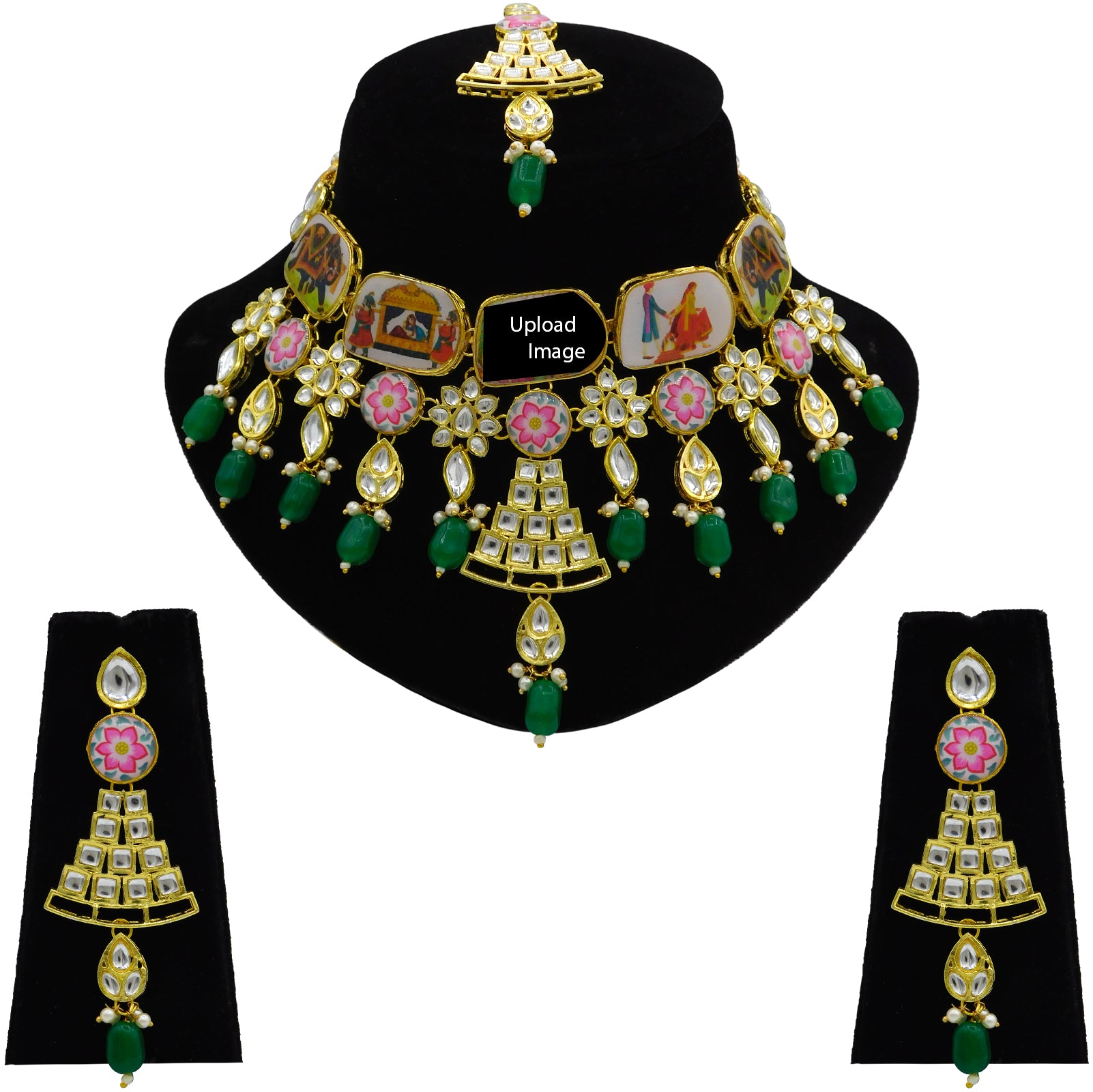 Personalized Sujwel Kundan Choker Necklace Set (SUJP01) - Sujwel