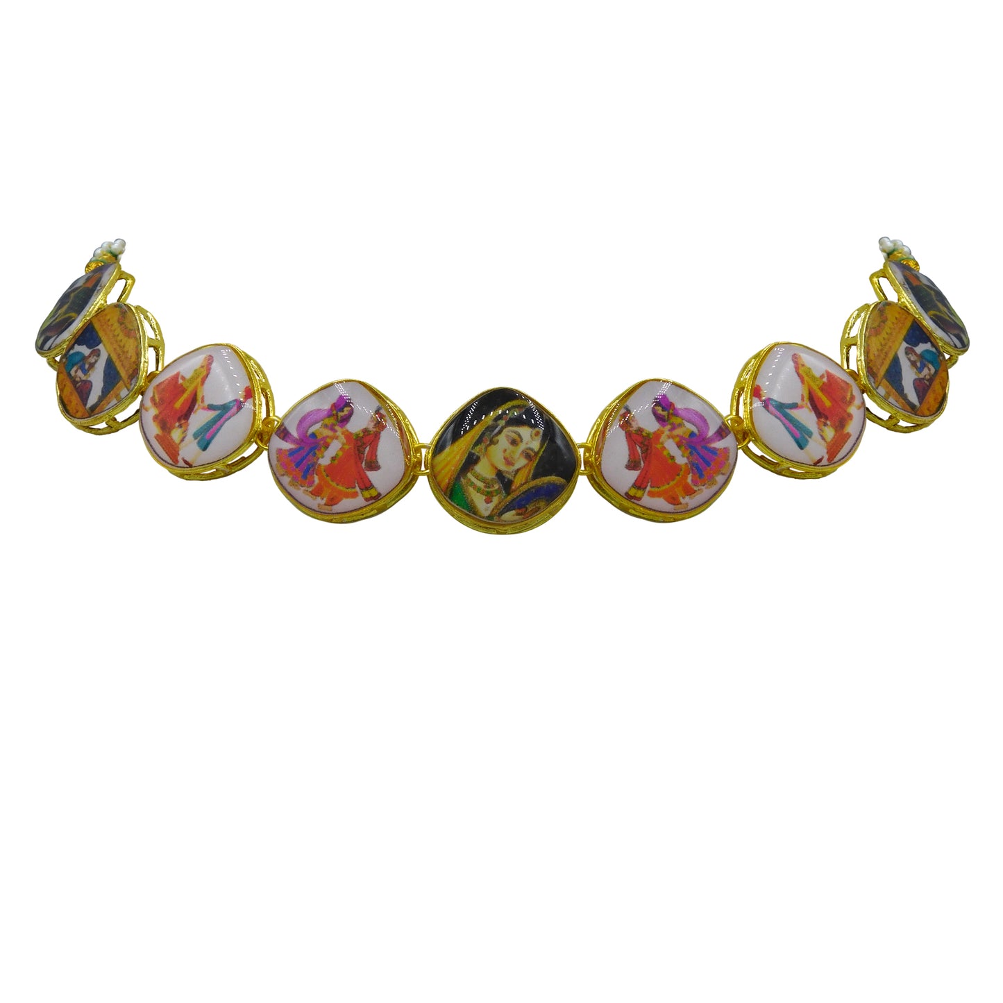 Personalized Sujwel Painting with Floral Design Chokar Necklace Set (SUJP01) - Sujwel