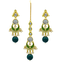 Thumbnail for Sujwel Gold Toned Kundan Lamination Floral Design Necklace Set (08-0456) - Sujwel