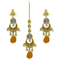 Thumbnail for Sujwel Gold Toned Kundan Lamination Floral Design Necklace Set (08-0456) - Sujwel