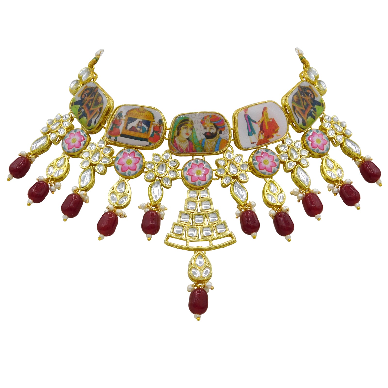 Personalized Sujwel Kundan Choker Necklace Set (SUJP01) - Sujwel