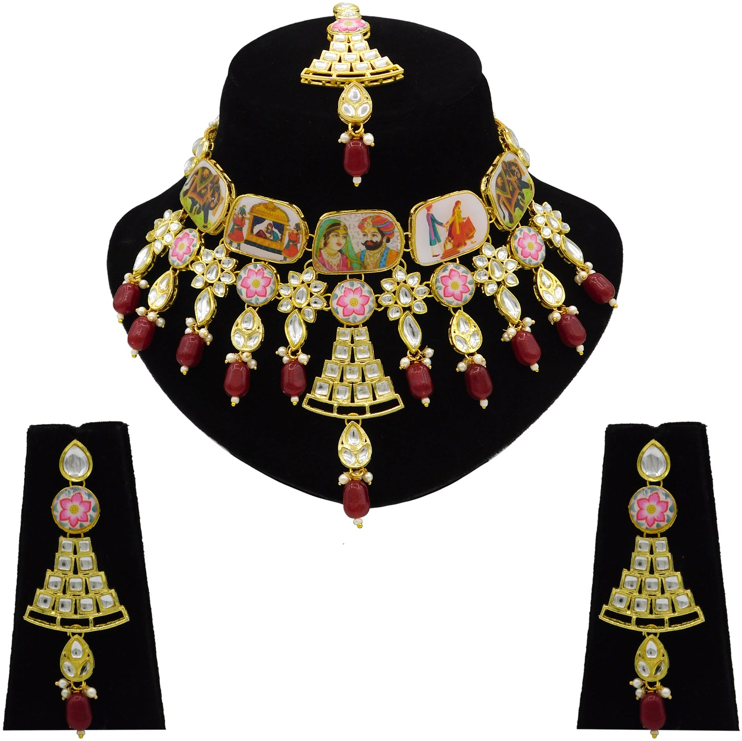 Personalized Sujwel Kundan Choker Necklace Set (SUJP01) - Sujwel