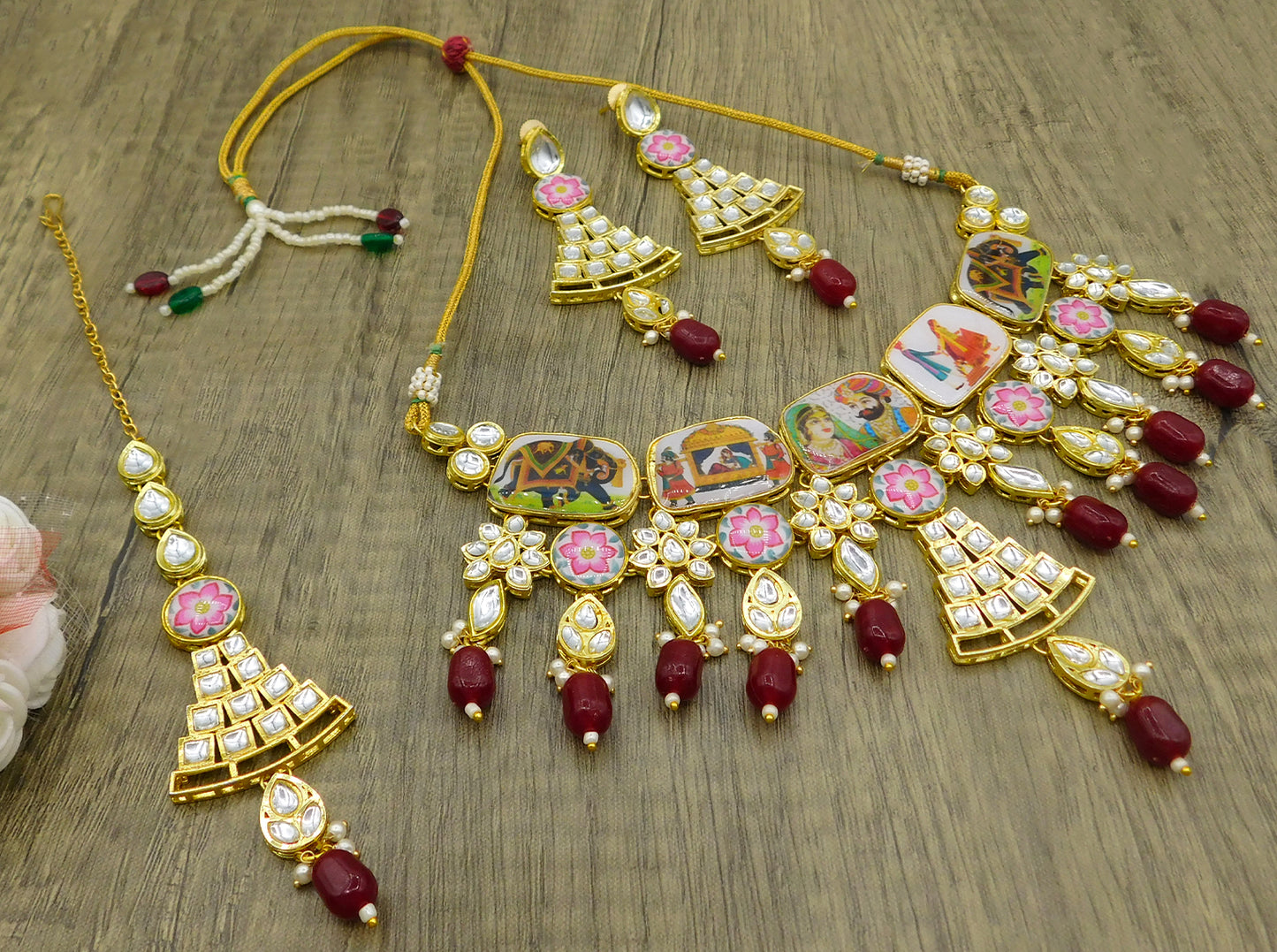 Personalized Sujwel Kundan Choker Necklace Set (SUJP01) - Sujwel