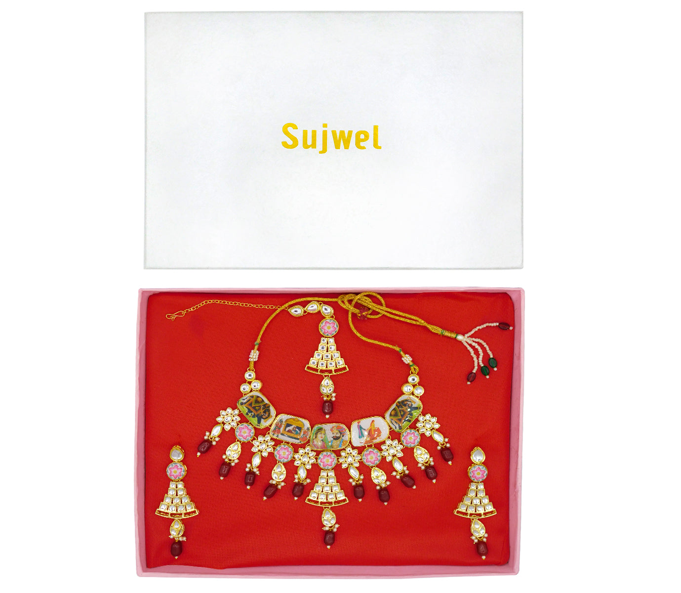 Personalized Sujwel Kundan Choker Necklace Set (SUJP01) - Sujwel