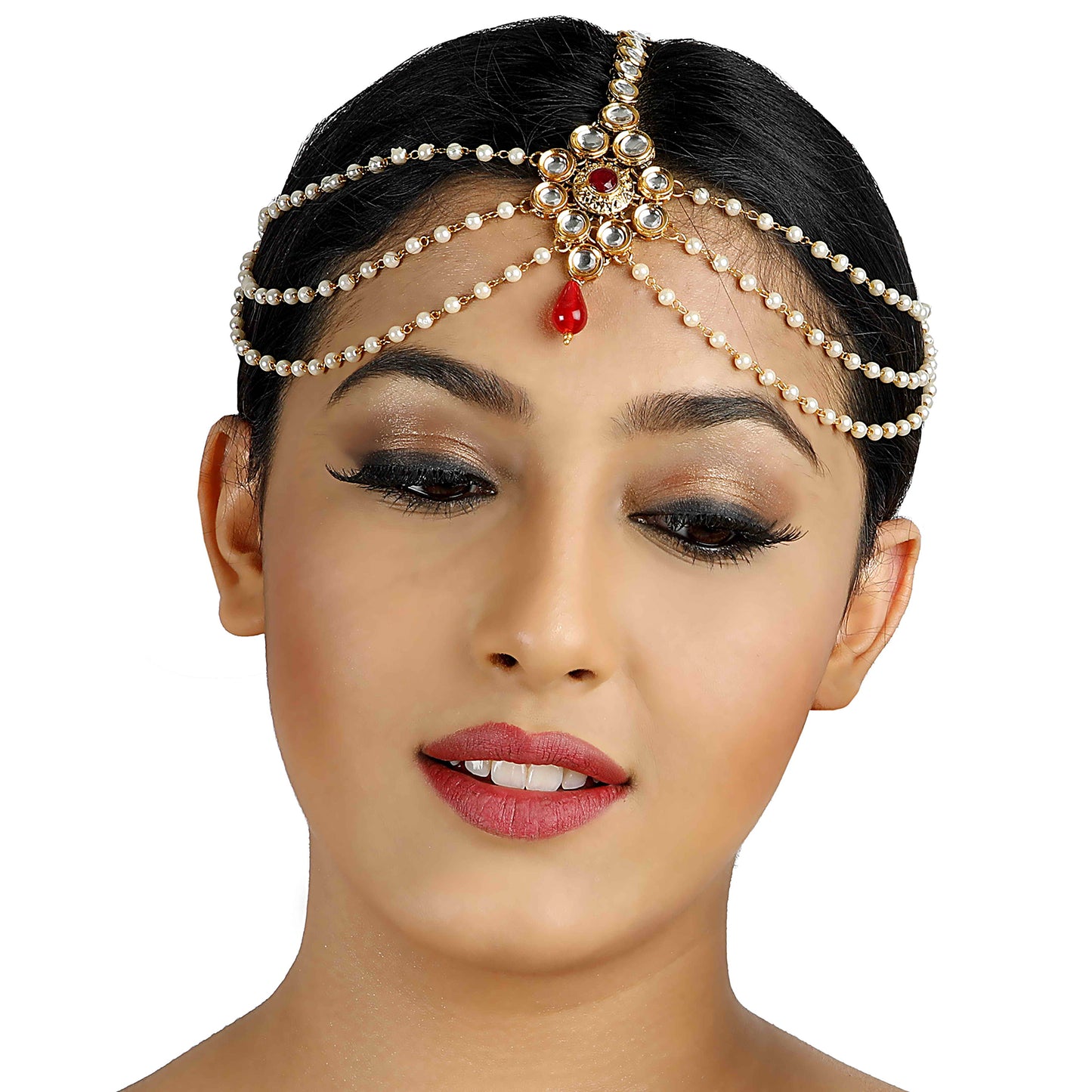 Sujwel Gold Plated Women Traditional Design Maang Tikka (04-0105) - Sujwel