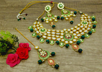 Thumbnail for Sujwel Kundan and Meenakari Necklace Set (08-0277) - Sujwel