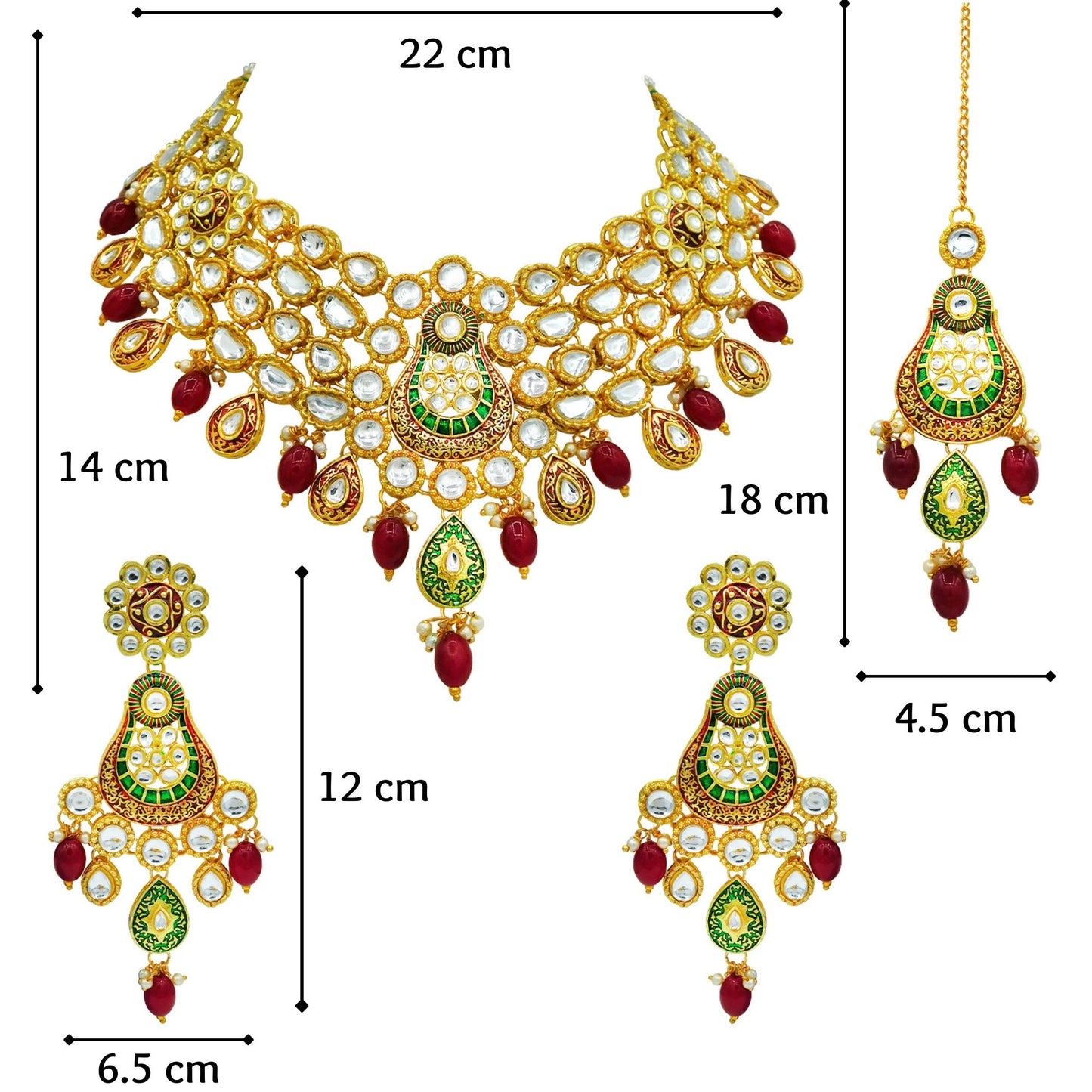 Sujwel Kundan and Meenakari Necklace Set (08-0277) - Sujwel