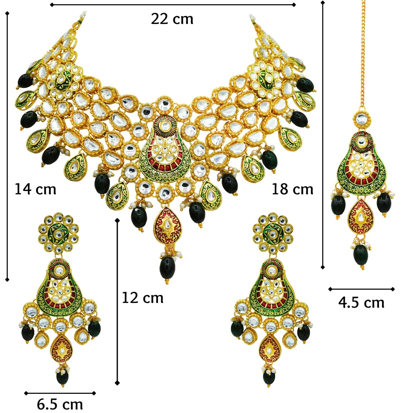 Sujwel Kundan and Meenakari Necklace Set (08-0277) - Sujwel